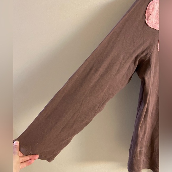 Boden crewneck top brown long sleeves patchwork Sz 20 - Picture 2 of 7